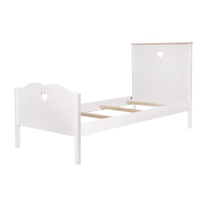 HARO Lit enfant - MDF et Pin Massif - Décor Chene et laqué blanc - S