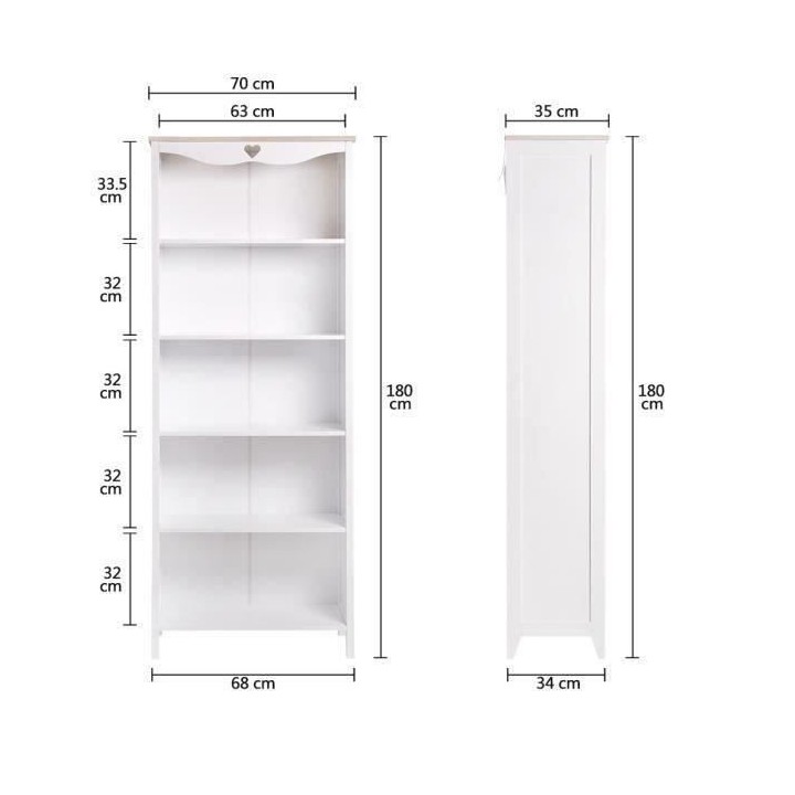 Bibliotheque enfant HARO - MDF et Pin Massif - Décor Chene et laqué