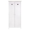 Armoire enfant HARO - MDF et pin massif - Décor chene et laqué blanc - 2 portes - L80 x P50 x H180 cm