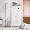 Armoire enfant HARO - MDF et pin massif - Décor chene et laqué blanc - 2 portes - L80 x P50 x H180 cm