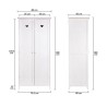 Armoire enfant HARO - MDF et pin massif - Décor chene et laqué blanc - 2 portes - L80 x P50 x H180 cm