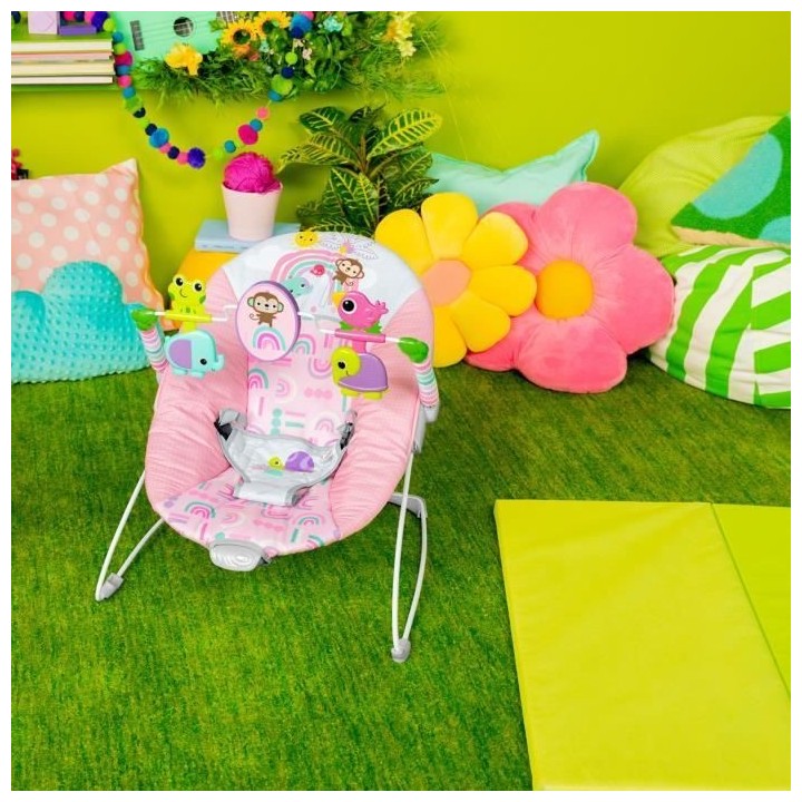 BRIGHT STARTS Transat pink paradise, vibrations apaisantes, jouets int