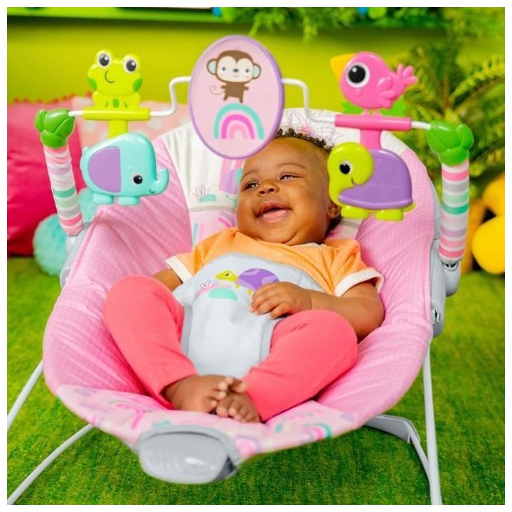 BRIGHT STARTS Transat pink paradise, vibrations apaisantes, jouets int