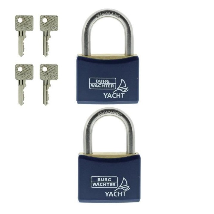 Set de 2 cadenas - BURG WACHTER - DUO 460 Ni 40 SB - Inox marin, doubl