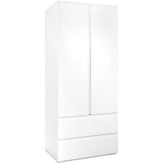 Armoire Image 60A - 2 portes battantes - 2 tiroirs - Blanc Mat - L80 x