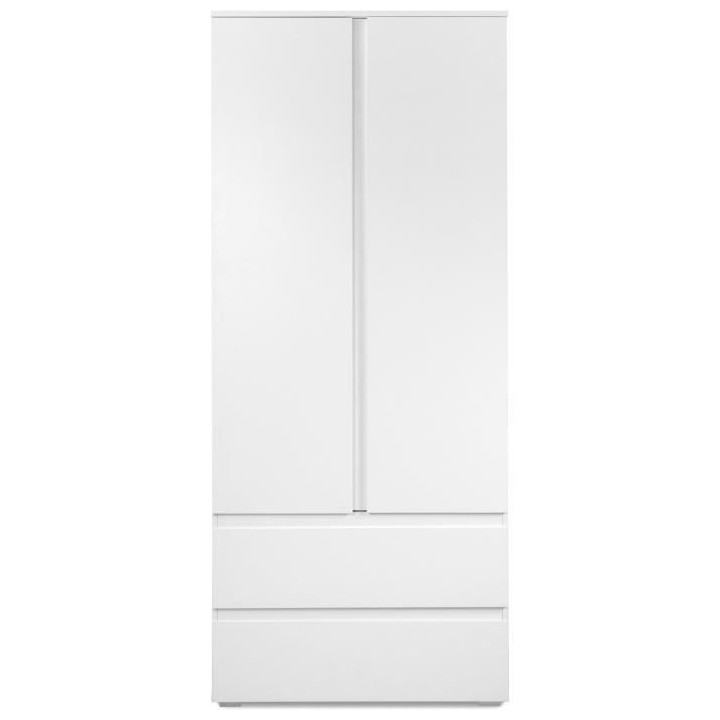 Armoire Image 60A - 2 portes battantes - 2 tiroirs - Blanc Mat - L80 x