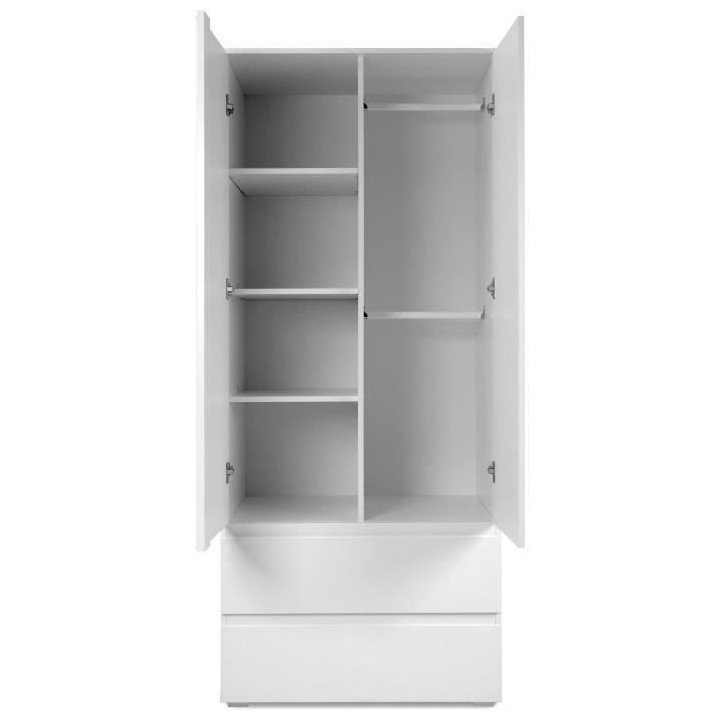 Armoire Image 60A - 2 portes battantes - 2 tiroirs - Blanc Mat - L80 x