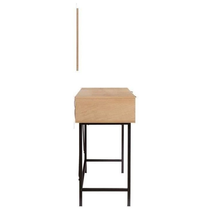 Coiffeuse RUSSELL - Avec miroir - 2 tiroirs - Maille rotin et chene -