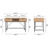 Bureau console Droit 2 tiroirs + 1 niche - MDF - Maille rotin et chene - Pieds en métal noir - L120 x P55 x H75 cm - RUSSELL