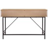 Bureau console Droit 2 tiroirs + 1 niche - MDF - Maille rotin et chene - Pieds en métal noir - L120 x P55 x H75 cm - RUSSELL