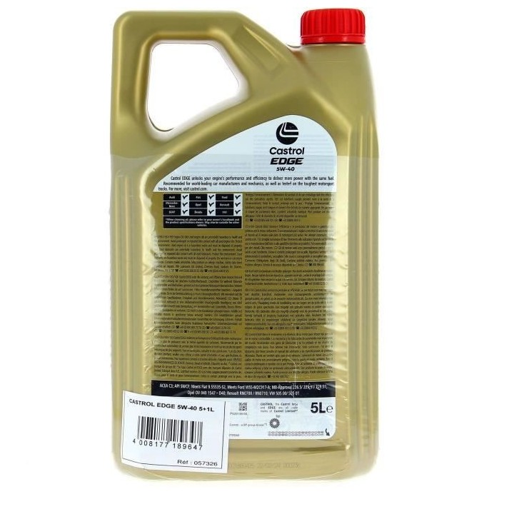 Huile Moteur - CASTROL EDGE - 5W-40 - 5L+1L - 057326