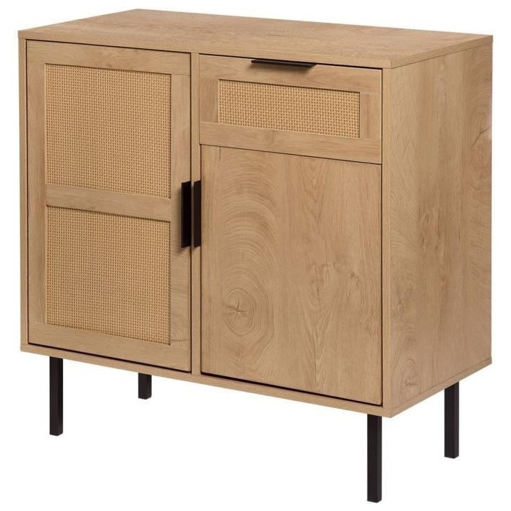 Buffet RUSSELL - 2 portes 1 tiroir en rotin - L 80 x P 40 x H 80 cm