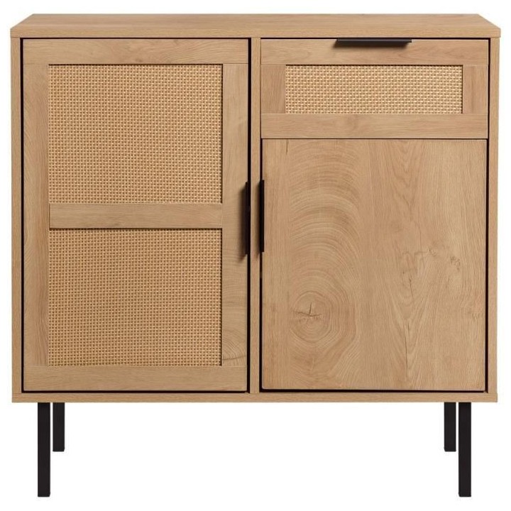 Buffet RUSSELL - 2 portes 1 tiroir en rotin - L 80 x P 40 x H 80 cm