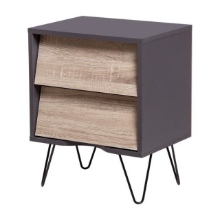 Chevet 2 tiroirs TOKYO - Panneaux de particules avec pieds en métal -