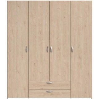 Armoire chambre VARIA - Panneaux de particules - Décor chene et blanc