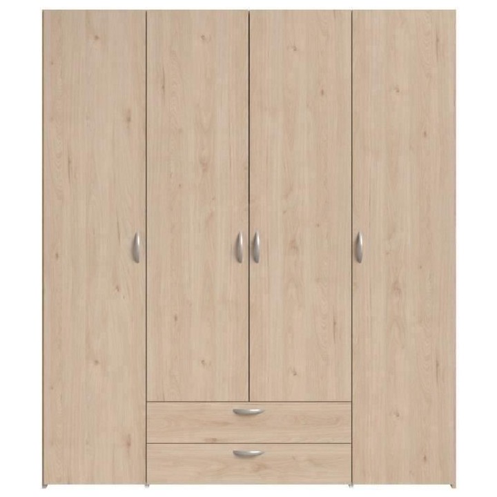 Armoire chambre VARIA - Panneaux de particules - Décor chene et blanc