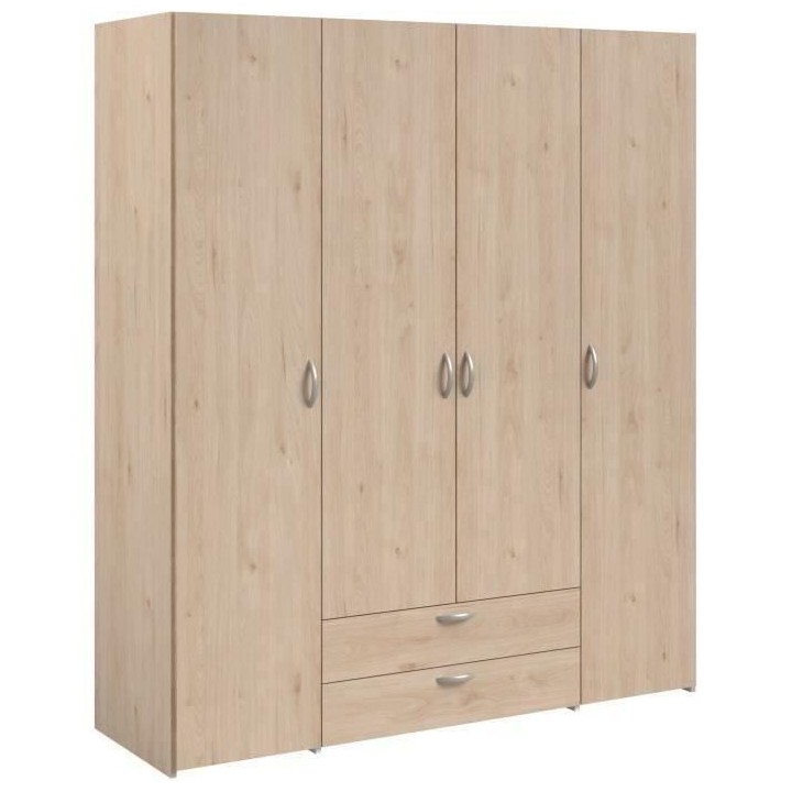 Armoire chambre VARIA - Panneaux de particules - Décor chene et blanc