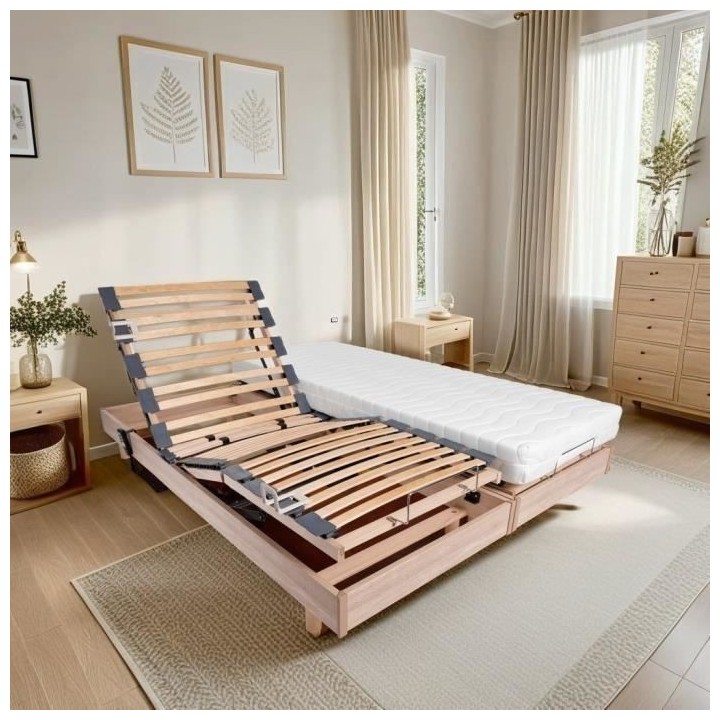 Ensemble relaxation matelas + sommiers électriques 2x90x200 - Mousse