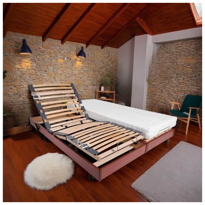 Ensemble relaxation matelas + sommiers électriques 2x90x200 - Mousse