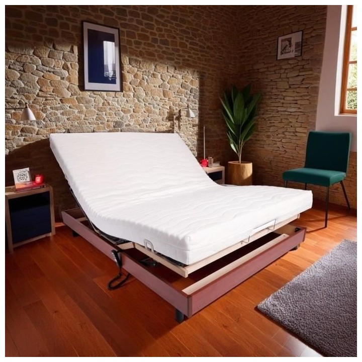 Ensemble relaxation matelas + sommier électrique 140x190 - Mousse - F