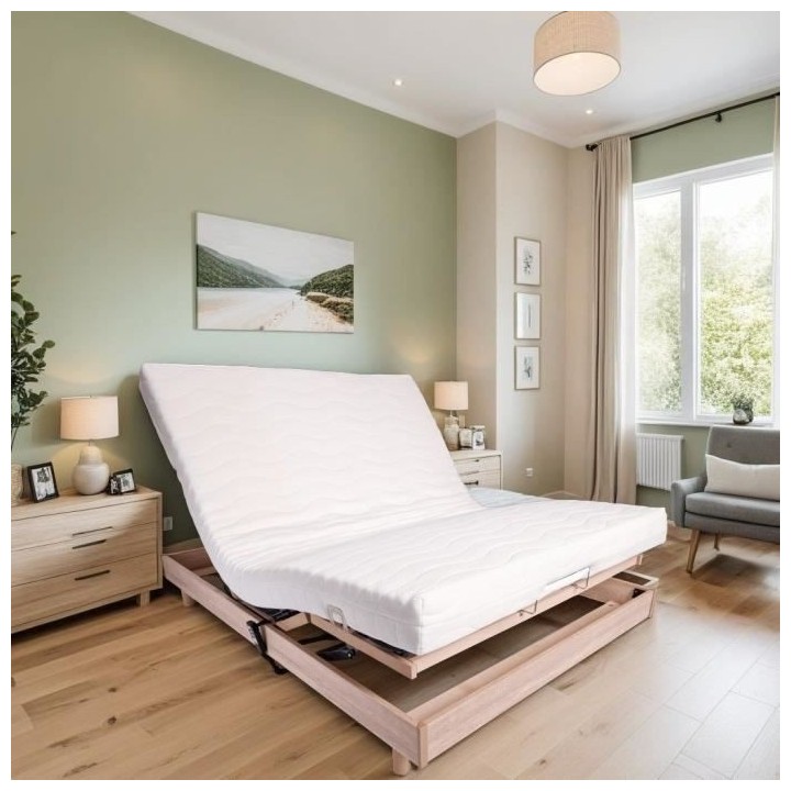 Ensemble relaxation matelas + sommier électrique 140x190cm - Mousse -