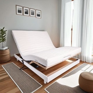 Ensemble relaxation matelas + sommier électrique 140x190 - Mousse - F