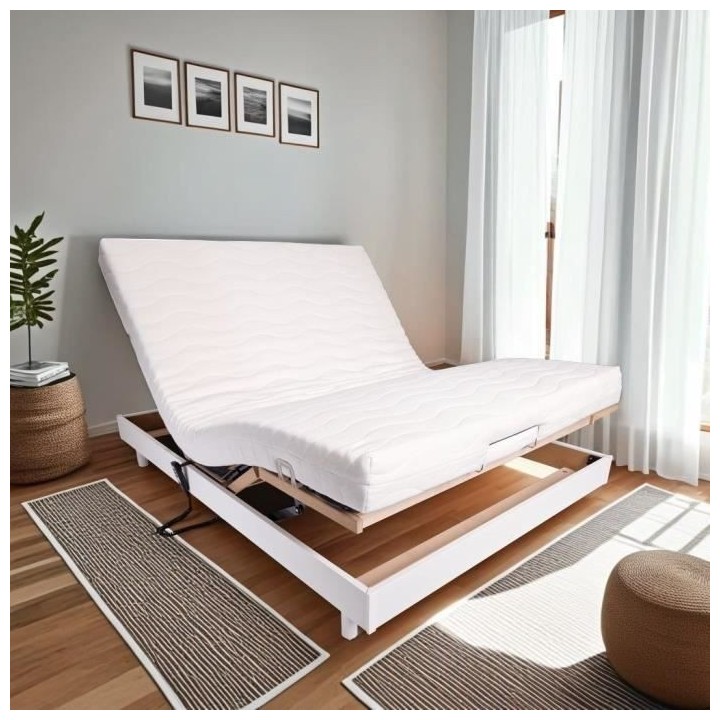 Ensemble relaxation matelas + sommier électrique 140x190 - Mousse - F