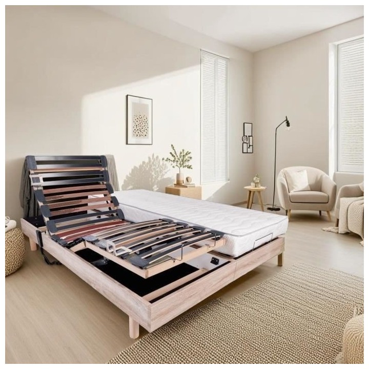 Ensemble relaxation matelas + sommiers électriques 2x80x200cm - Mouss