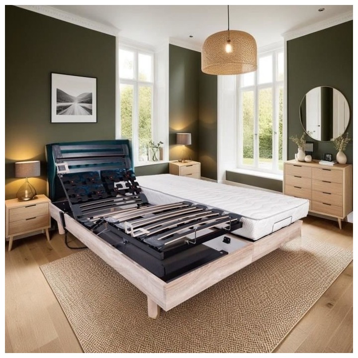 Ensemble relaxation matelas + sommiers électriques 2x80x200cm - Mouss