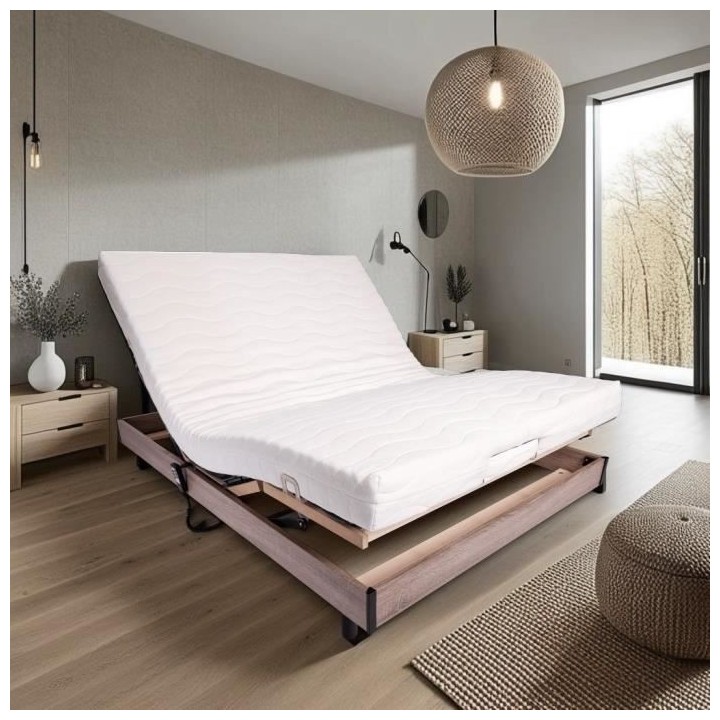 Ensemble relaxation matelas + sommier électrique 140x190 - Mousse - F