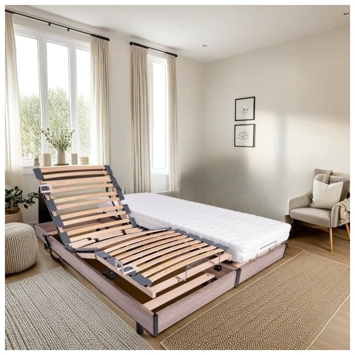 Ensemble relaxation matelas + sommiers électriques 2x90x200 - Mousse