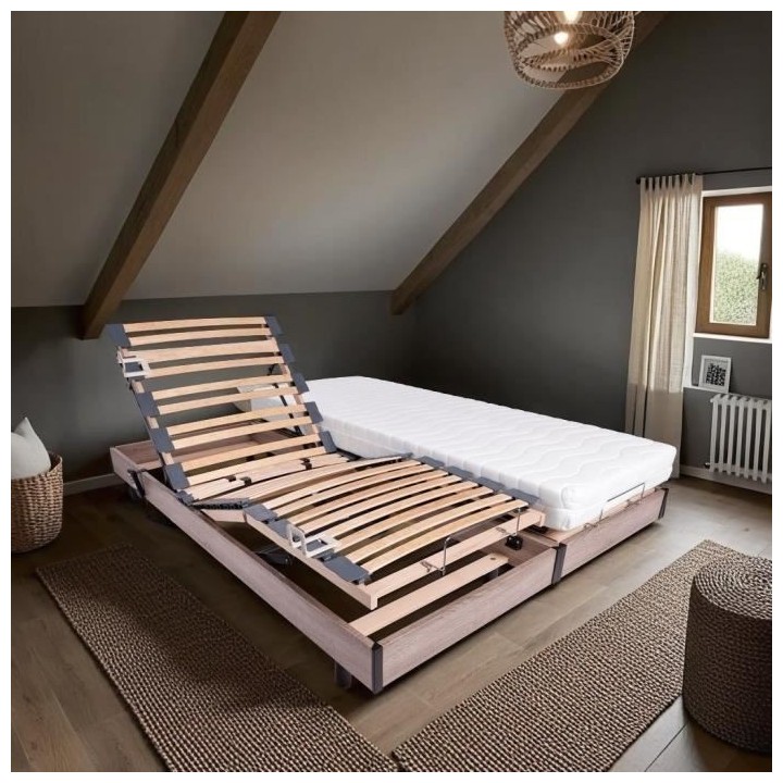 Ensemble relaxation matelas + sommiers électriques 2x70x190 - Mousse