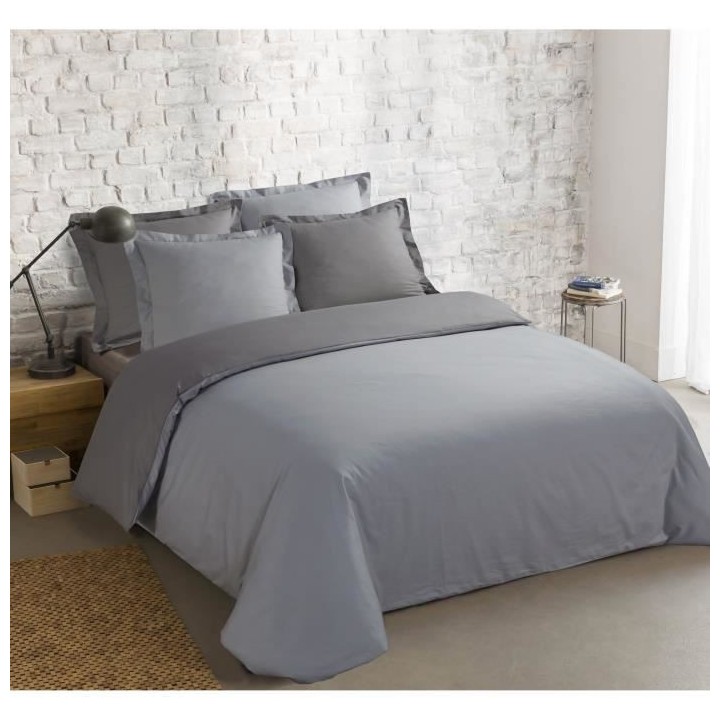 VISION - Bicolore - Housse de couette Réversible 200x200cm avec 2 tai