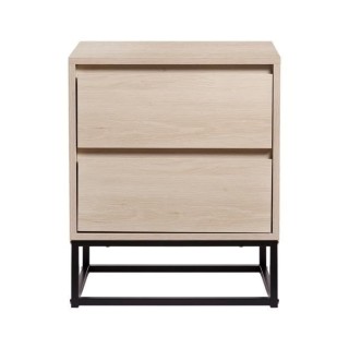 Chevet 2 tiroirs - En panneaux de particules avec pieds en métal - HU