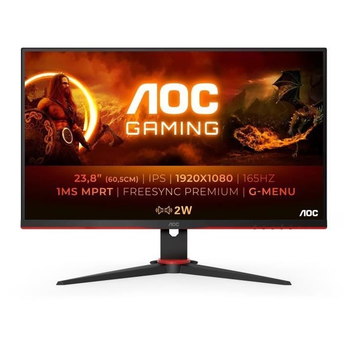 Ecran PC - AOC - 24G2SPAE - 23,8 FHD - Dalle IPS - 165Hz - 1ms - 2 HDM