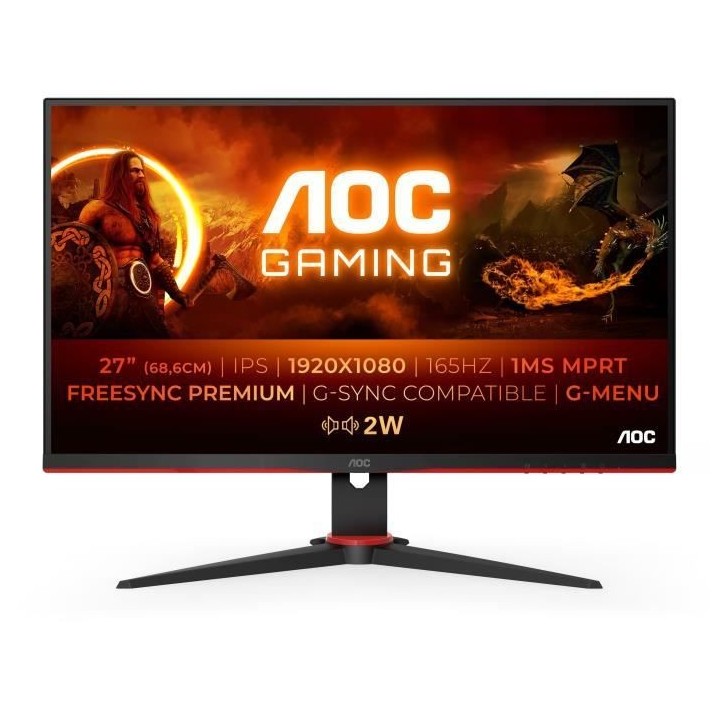 AOC Gaming 27G2SPAE - Écran FHD 27, 165 Hz, 1 ms MPRT, FreeSync, G-Sy