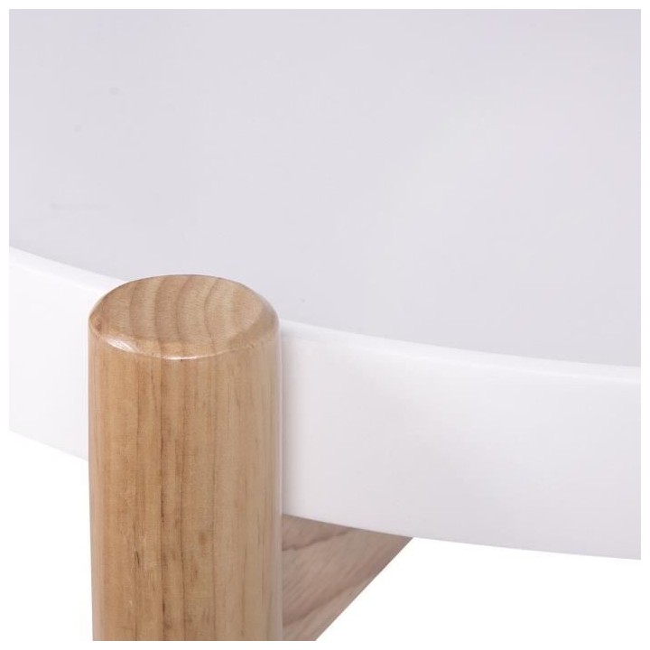 Chevet 2 étageres - En mdf laqué blanc et pieds en bois - ASTRA