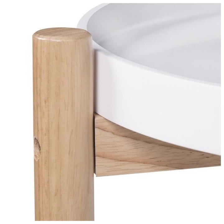 Chevet 2 étageres - En mdf laqué blanc et pieds en bois - ASTRA