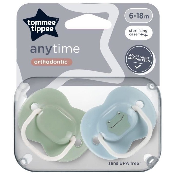 Sucettes - TOMMEE TIPPEE - ANYTIME - 6-18 mois - Lot de 2 sucettes sym