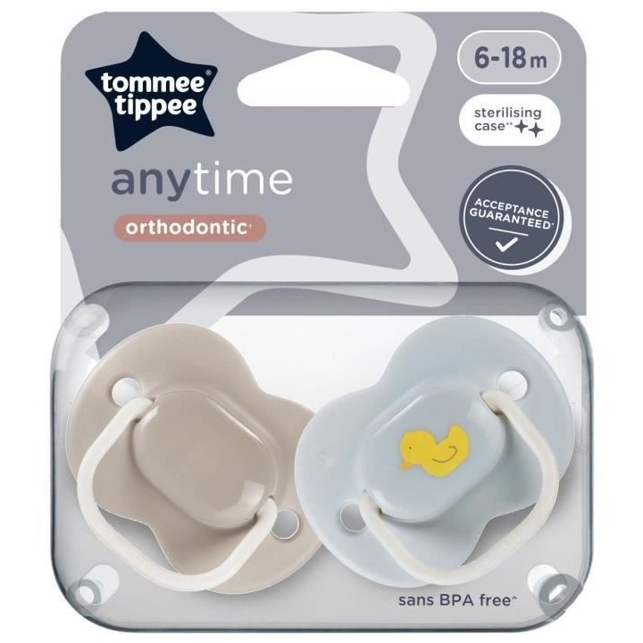 Sucettes - TOMMEE TIPPEE - ANYTIME - 6-18 mois - Lot de 2 sucettes sym