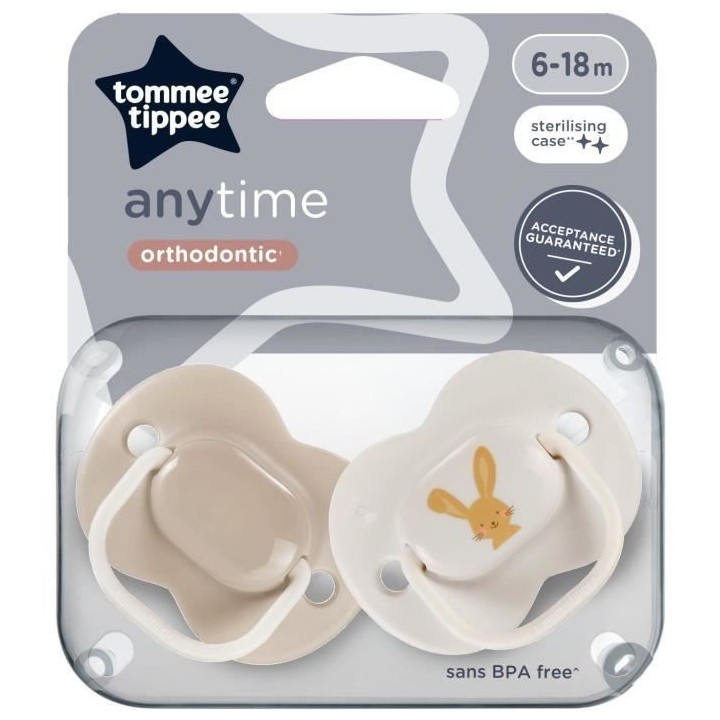 Sucettes - TOMMEE TIPPEE - ANYTIME - 6-18 mois - Lot de 2 sucettes sym