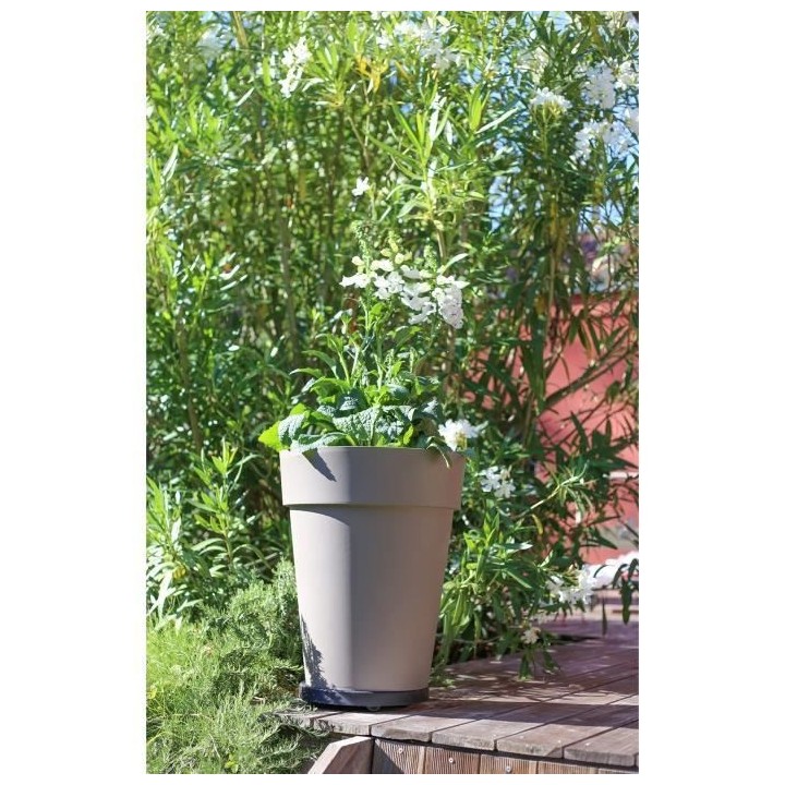 Vase rond Toscane - EDA PLASTIQUE - Ø 44 x 53 cm - 50 L - Gris - Rés