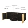 Buffet 2 portes et 3 tiroirs - MDF laqué noir et cannage en rotin naturel - L 180 x P 40 x H 80 cm - HARROD