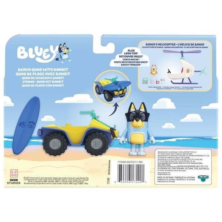 Quad de plage BLUEY avec figurine Bandit et accessoires - Bluey