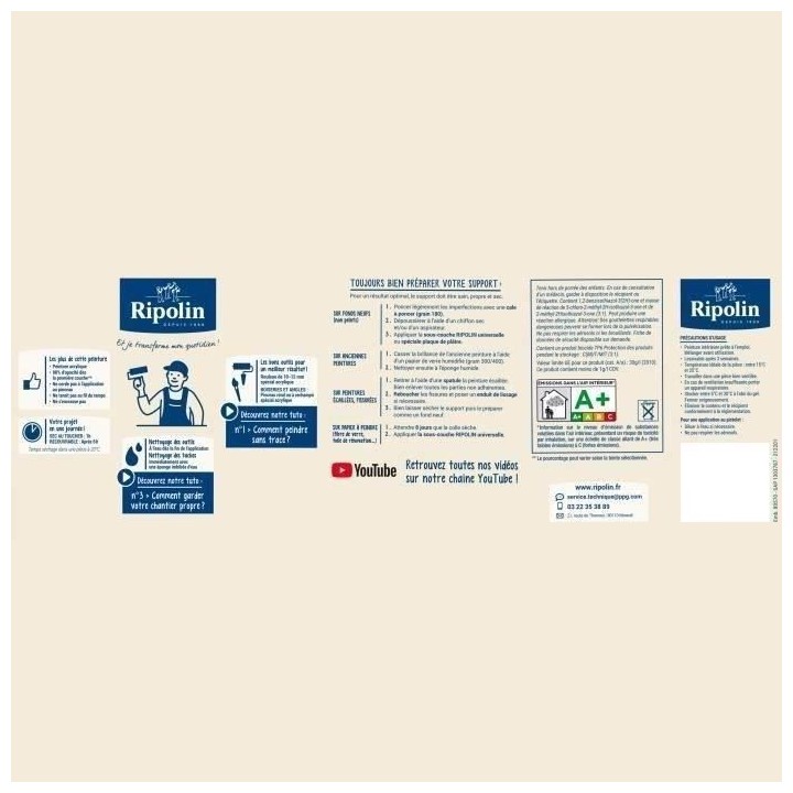 RIPOLIN Peinture Couleur Satin Ultra Couvrante pour Cuisine, Chambre,