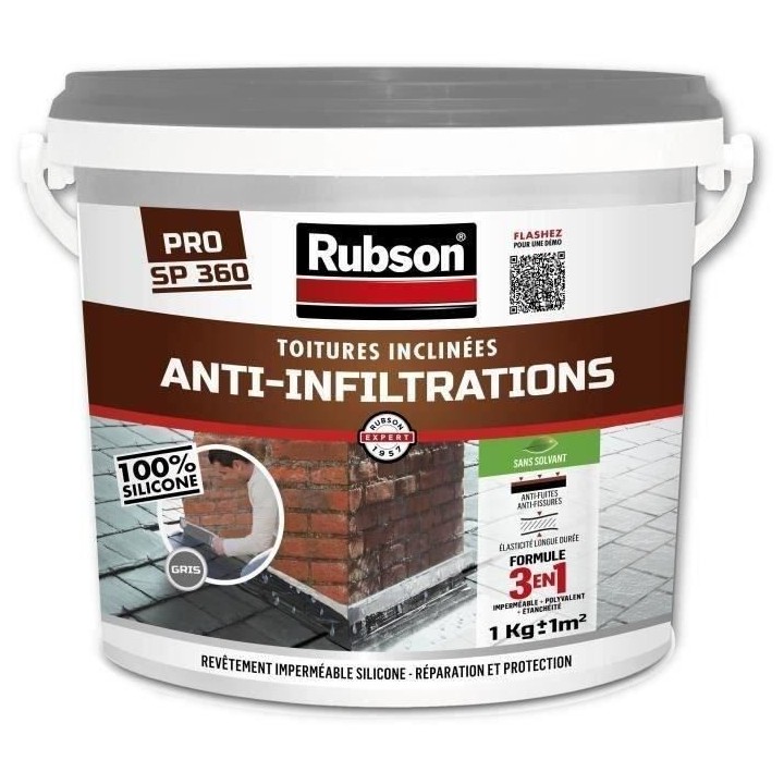 RUBSON Anti-infiltrations Toutes Toitures Gris 1kg