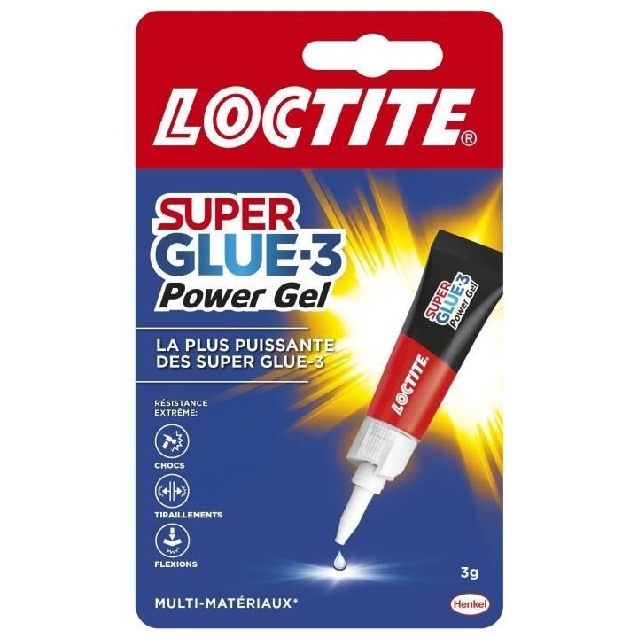 Colles cyanocrylates - LOCTITE - SUPERGLUE-3P - Power gel - Tube 3g