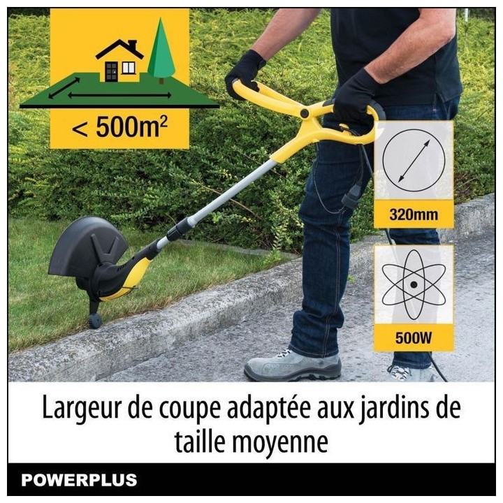 Powerplus Coupe-Bordure Électrique POWXG30033 - 500 W, 320 mm Ø, Jar