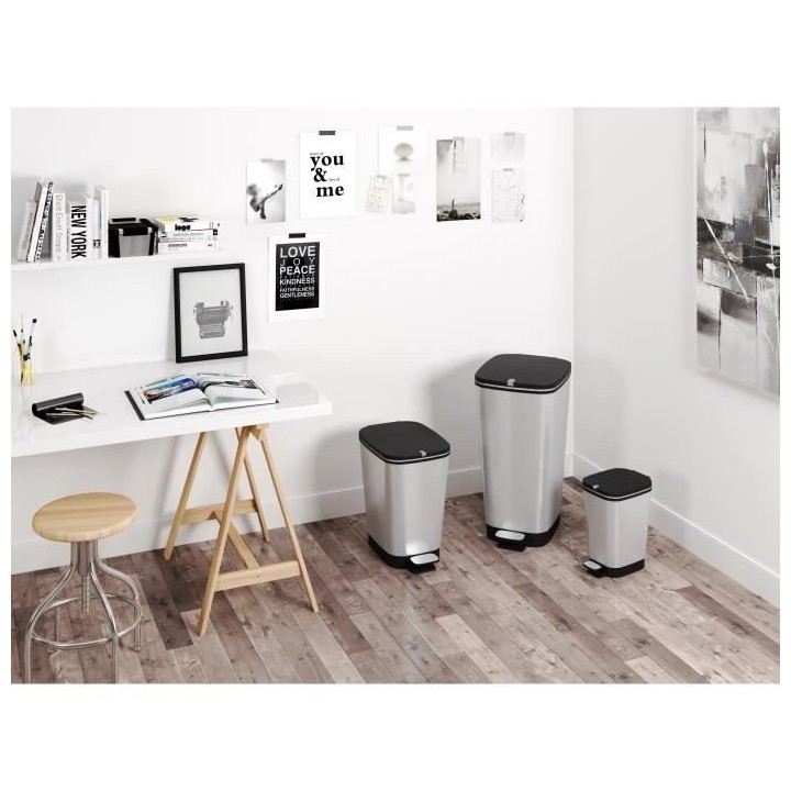 KIS Chic Poubelle a pédale- 42.5L - Aspect Inox