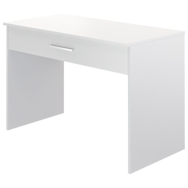 Bureau grand tiroir - Mélaminé blanc - 110 x 56 x 81,5 cm